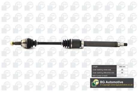 Полуось Ford Fiesta/Fusion 1.0-1.6 02- (25/23) 930mm Пр. BGA DS2304R