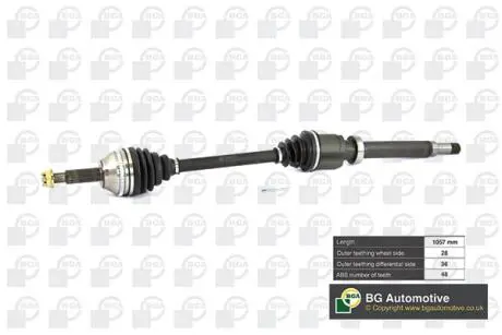 Піввісь Ford Transit 06-12 2.2TDCi (28/36) 1057mm Пр. BGA DS2351RA