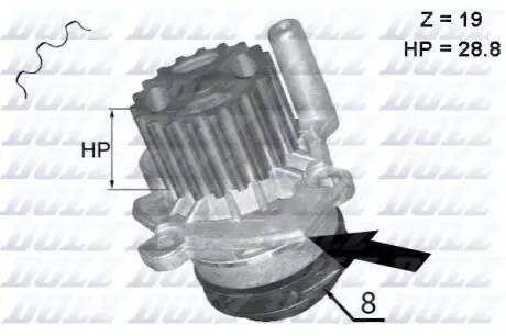Водяний насос 2.0TDI Caddy III/Golf VI 12- DOLZ A224