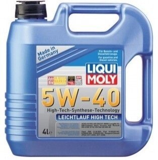 LM 4л Leichtlauf High Tech 5W-40 масло моторне синтетичне API CF/SN, ACEA A3/B4, BMW LL-01, MB: 229.5, Porsche A40, Renault RN 0700, VW 502 00/505 00 LIQUI MOLY 2595 (фото 1)