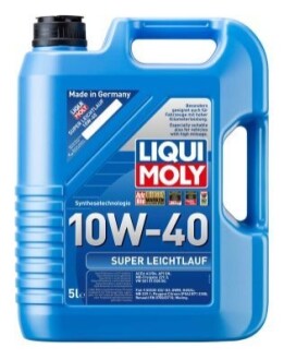 LM 5л SUPER LEICHTLAUF MOTOROIL 10W-40 олива двигун. ACEA A3/B4, API SN, MB 229.1, MB 229.3, VW 501 01 | VW 505 00, Fiat 9.55535-D2, Fiat 9.55535-G2, Peugeot B71 2300 | Renault RN 0700 | Renault RN 0710 LIQUI MOLY 1929