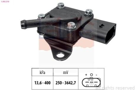 Датчик тиску випускних газів Bmw 1 (E81, E87) 1.6D-2.3D/5 (F10) 2.0D-3.5D/7 (F01,F02)/X5 (E70) EPS 1.993.319