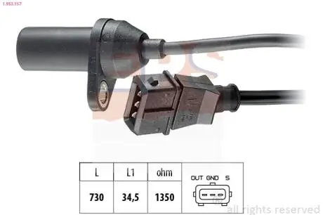 Датчик коленвала Fiat Brava, Bravo, Doblo, Marea, Multipla, Palio, Stilo 1.6 16V 10.95- EPS 1.953.157