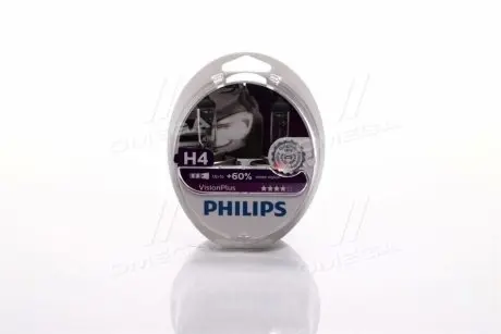 Автолампа H4 12V60/55W P43t-38 VisionPlus +60% PHILIPS 12342VPS2