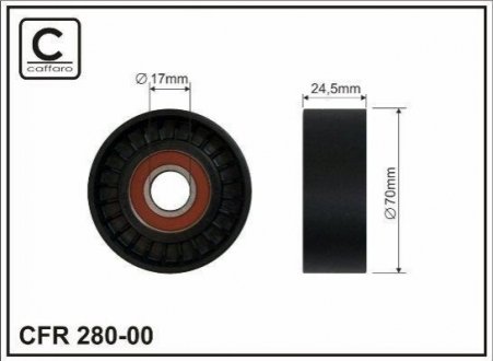 70x17x24,5 Ролик паска поліклин. Mini Cooper/One 1.6 (90KM/116KM) 06.01- CAFFARO 280-00 (фото 1)