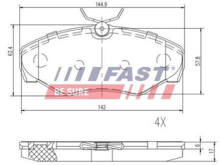 Гальмівнi колодки дисковi перед. Renault Trafic/Opel Vivaro 1.9DI 01- FAST FT29542