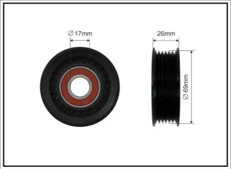 69x17x22,5 Ролик паска приводного Mazda 3/5 1.8/2.0 10.03- CAFFARO 338-00