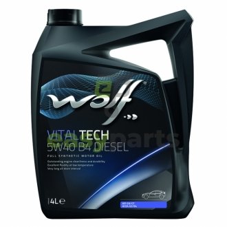 Моторное масло Vitaltech B4 Diesel 5W-40 синтетическое 4 л Wolf 8334009