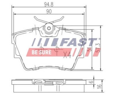 Тормозные колодки дисковые зад. Renault Trafic/Opel Vivaro 06- FAST FT29513