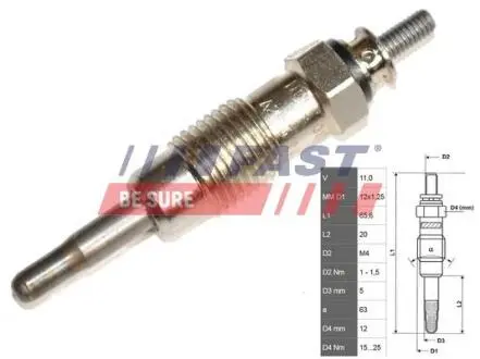 Свічка розжарювання Fiat/Ford/Opel/Peugeot/Renault Master 2, FAST FT82722