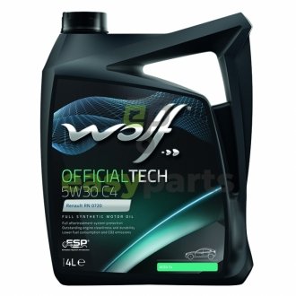 Моторне масло Officialtech C4 5W - 30 синтетичне 4 л Wolf 8308413