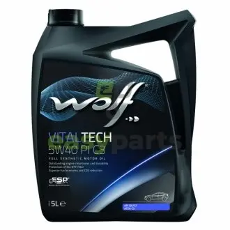 Моторное масло Vitaltech PI C3 5W-40 синтетическое 5 л Wolf 8303012