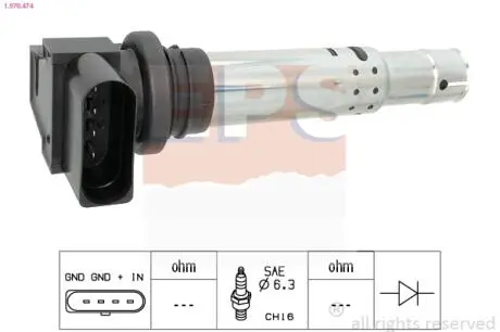 Катушка VW Passat/Skoda Octavia/Seat Toledo 1.2-1.6 98- 12V EPS 1.970.474