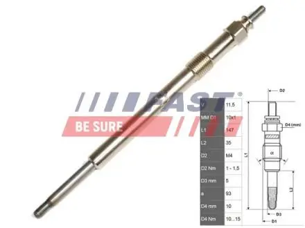 Свеча накаливания Ford Mondeo/Transit 2.0-2.4DI,Tdci,Tde FAST FT82736