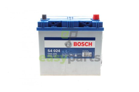 Акумуляторна батарея 60Ah/540A (232x173x225/+R) S4 Азія BOSCH 0 092 S40 240