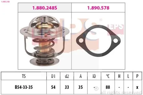 Термостат з прокладкою Hyundai Accent/KIA Carnival 1.3/1.5 04.91-01.00 EPS 1.880.248