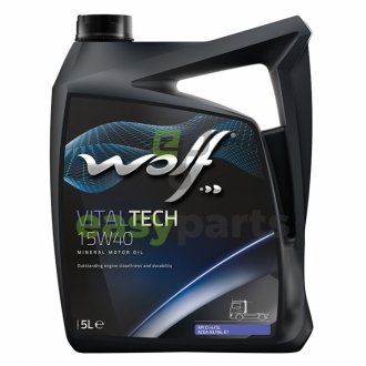 Моторне масло Vitaltech 15W-40 мінеральне 5 л Wolf 8301117