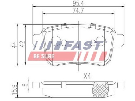 Колодки тормозные дисковые задние MERCEDES CITAN 12--н.в., RENAULT KANGOO 97-17 FAST FT29528