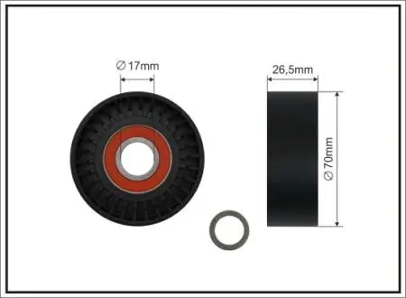 70x17x26,5 Ролик паска приводного OM611/612 CAFFARO 11-00