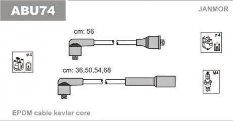 К-кт проводов в/в (каучук) Skoda Octavia 1.6 96-04 Janmor ABU74