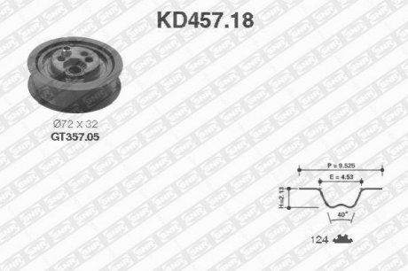 Ремонтний комплект для заміни паса газорозподільчого механізму SNR NTN KD457.18