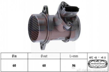 Расходомер воздуха Fiat Doblo 1.3JTD 16V 04- EPS 1.991.158 (фото 1)