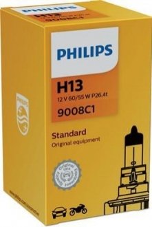 Лампа H13 12V 60 / 55W P26, 4T упаковка коробка PHILIPS 9008 C1