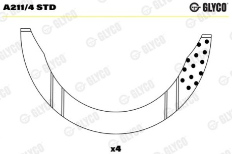 Полукольца AS STD Peugeot 2.3D/TD/2.5D/TD XD Glyco A211/4 STD