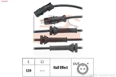 Датчик ABS передній Renault Megane II 02- EPS 1.960.054