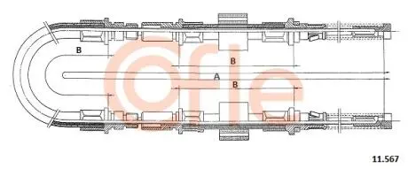 Трос ручнiка Ford Transit 80-120 86- COFLE 11.567