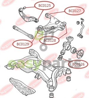 Сайлентблок заднього важеля Audi A4 00-09 BC GUMA BC0129