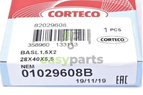 Сальник колонки рульової MB (28x40x5.5) CORTECO 01029608B