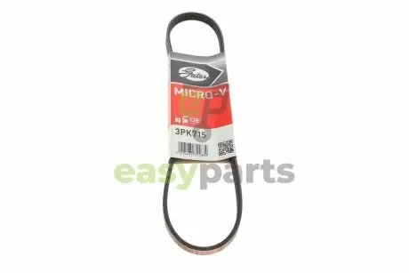 Ремінь генератора Renault 19/Clio/Megane 1.2-1.6 88-03 Gates 3PK715