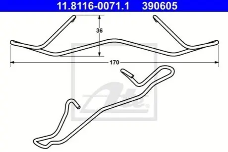 Планка супорта (переднього) прижимна (к-кт) VW Caddy III 1.2-2.0TDI 04-15 (Teves) ATE 11811600711