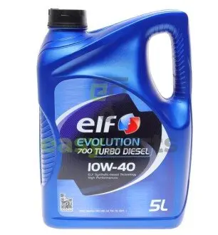 201553/214121 Олива двигуна 5L Evolution 700 Turbo Diesel 10W40 5L (ACEA: A3/B4 API: SL/CF VW 501.01/505.00 RENAULT Diesel without DPF MB-Approval 229.1) ELF 216672