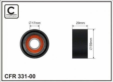 55x17x29 Ролик паска приводного BMW 1 (E81,E82/E87/E88), 3 (E90/E91/E92/E93), 5 (E60/E61), 7 (F01, F02), X3 (E83) 2.0D/3.0D 09.04- CAFFARO 331-00