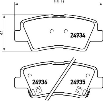 Тормозные колодки дисковые зад. Hyundai Grandeur, Sonata V, Tucson Kia Opirus, Soul Ssangyong Korando 1.6-3.3 05- HELLA 8DB 355 014-571 (фото 1)