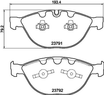 Тормозные колодки пер. BMW 5(E60)/7(E65) 04-10 (ATE) (193,2x79,2x20,8) HELLA 8DB355006-551