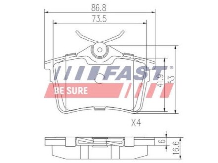 Колодки тормозные дисковые задние комплект CITROEN BERLINGO 96-18, PEUGEOT PARTNER 08-н.в. FAST FT29515