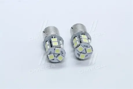 Лампа LED покажчиків поворотів і стоп-сигналів (12SMD) BA15S 12V WHITE 2шт. блістер <> TEMPEST TP-201S25-12V