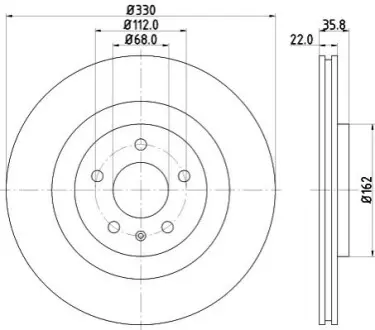 Гальмівний диск зад. Audi A4, A5, A6, A7, A8, Q5, Q7 08- HELLA 8DD355118-021