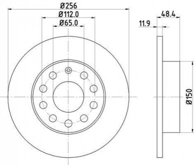 Тормозной диск зад. Caddy III (260x12) HELLA 8DD 355 109-641 (фото 1)