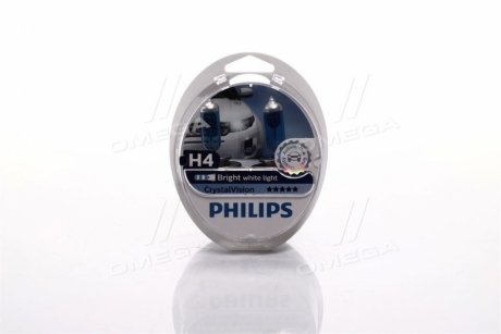 Лампа накалу H4 12V 60/55W P43t-38 Cristal Vision + 2x W5W 4300K PHILIPS 12342CVS2