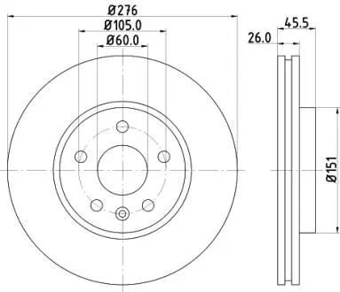 Диск гальмiвний перед. Opel Astra J 1.4 09- HELLA 8DD355116-351