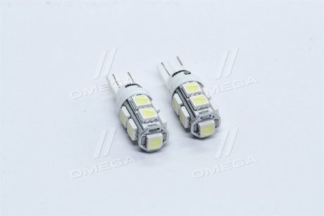 Лампа LED б/ц габарит и панель приборов T10 9SMD W5W 12V WHITE2шт. блистер <> TEMPEST TP-215T10-12V