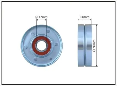 76X17X26 metal Ролик паска приводного -АС VW Golf V, Jetta III, Tiguan 1.4TSI 11.05- CAFFARO 469-00