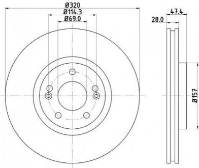 Гальмівний диск перед. i40/ix35/Optima 10-1.6-2.4 (PRO) PAGID HELLA 8DD355117-971 (фото 1)