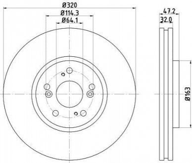 Гальмівний диск передній Honda Accord IX, Accord VIII 2.0-3.5 06.08- HELLA 8DD355116-091 (фото 1)