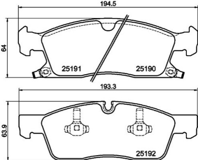 Гальмівні колодки перед. Grand Cherokee 10- 3.0-6.4 PAGID HELLA 8DB355019-551