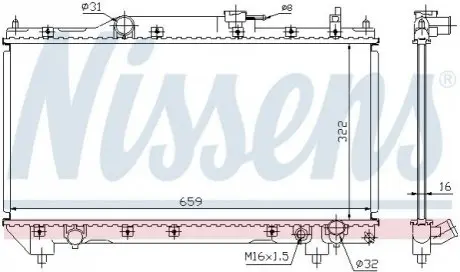 Радиатор охлаждения TOYOTA AVENSIS (T22) (97-) 2.0 i 16V NISSENS 64783A